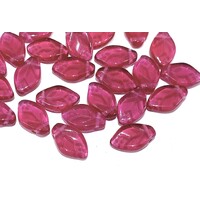 5 x Dark Rose Leaf - Czech Pressed Glass Beads - 12mm x 7mm