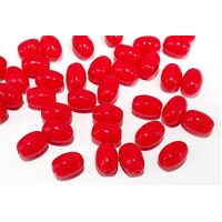 10 x Opaque Red Oval - Czech Pressed Glass Beads - 5mm x 7mm