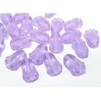 10 x Light Amethyst Tulips - Czech Pressed Glass Beads - 11mm x 8mm