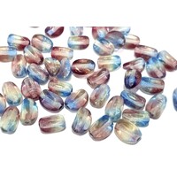 10 x Multi Blue-Purple Nugget - Czech Pressed Glass Beads - 6mm x 5mm