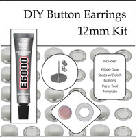 12mm Earring Kit Fabric Self Cover Button DIY KIT Stud Stainless Steel ( with variations )