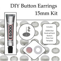 15mm Earring Kit Fabric Self Cover Concave Button DIY KIT Stud Stainless Steel (with variations)
