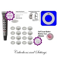19mm Earring Kit Fabric Self Cover Button DIY Stud Stainless Steel (variations)