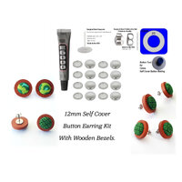 12mm Button Earring Kits - Wooden Bezel Studs