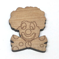 Happy Clown - Laser Cut Macrocarpa 27mm x 32mm with Brooch Back DIY Made in AUSTRALIA