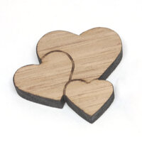 Smaller Heart Trio - Laser Cut Macrocarpa 31mm x 28mm with Brooch Back DIY Made in AUSTRALIA