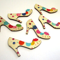 10 x Colourful High Heels 4.6cm x 3.3cm Cabochons - Laser Cut Poplar Ply