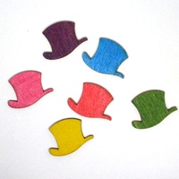 10 x Colourful Top Hats 25mm x 18mm Cabochons - Laser Cut Poplar Ply