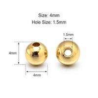 18K Gold Plated 4mm Spacer Beads, Brass Round Beads, 1.5mm Hole, Nickel Free Beads, Jewellery Making Supplies, Gold Findings