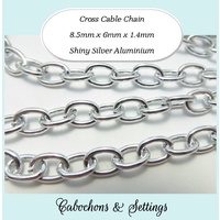 1 x 3m Shiny Silver Aluminium Cross Cable Chain