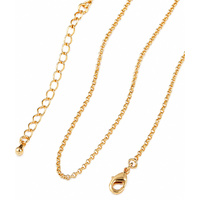 18K Gold Plated Rolo Chain Necklace 46cm with 4cm Extender, 1.6mm Brass Base Chain, Lobster Clasp, Jewellery Making