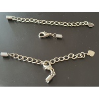 1 x Parrot Clasp 2mm Cord Ends with Safety Chain