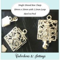 10 x Box Clasps Alloy Silver-Plated 10mm Filigree Square Seed Beading Beadweaving Clasps