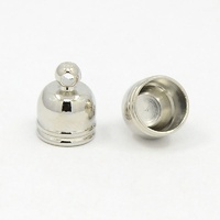 2 x Pair 7mm Cord Ends with Loop Silver Tassel Caps