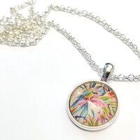 16mm Pendants - Shiny Silver with Rolo Chain - DIY CLASS KIT