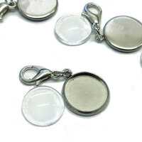 Bag Tags - DIY 12mm Charm Bezels with Lobster Clasp Kit - Stainless Steel
