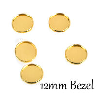 12mm Inner Round Brass Base Cabochon Cups Gold - AUSTRALIA