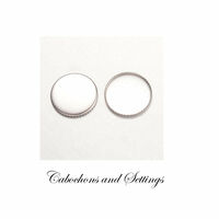 15mm Inner Round Cabochon Cups Stainless Steel - Scalloped Edge