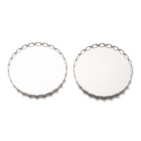 10 x 30mm inner  Round Lace Edge - Stainless Steel Bezel Trays - Non Tarnish