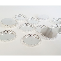 20mm Round Tray with Decorative Scalloped Edge - Shiny Silver