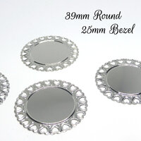 39mm Silver Tray with Hearts - 25mm Bezel