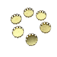10mm Round Scalloped Bezel Tray - Gold Colour
