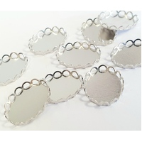 14mm x 10mm Oval Tray with Decorative Scalloped Edge - Platinum Tone