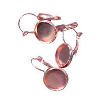 12mm Rose Gold Lever Back Earrings Brass Base with Bezel