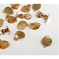 Gold Plated Clip On Earring with 11mm Pad - Steel Based