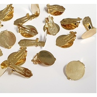 Gold Plated Clip On Earring with Smooth 15mm pad - Steel Based