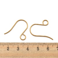 Gold French Earring Hooks: Flat Earring Hooks, Ear Wire, 25mm, 18 Gauge  4.5mm hole  Ion Plating(IP) 316 Stainless Steel 