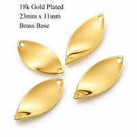 18K Gold Plated Brass Pendants 23x11x1mm with Twist (10 Pieces) 