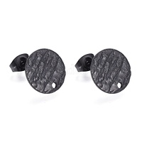 10 x Black Decorative Stud with 12mm Textured Pad - Stainless Steel