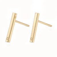 10 x 18k Gold Bar Drop from Stud 12.5 x 1.5mm  (5 Pairs) (no clutch)