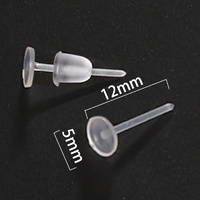 Plastic Ear Studs - 5mm Flat Pad Earring Findings Hypoallergenic