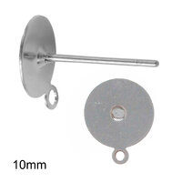 10mm Pad w/ 2mm LOOP Stainless Steel Studs - Clutch Options - Non Tarnish