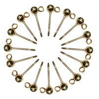 Ball Stud Earrings with Vertical Loop 18K Gold Plated 316 Stainless Steel