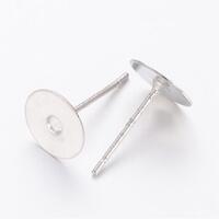 100  x  8mm Brass Pad on Stainless Steel Studs (Clutch Not Included)