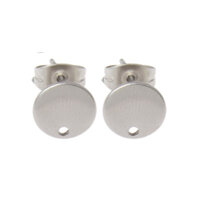 Decorative 10mm Round Drop Earring Stud - 304 Stainless Steel = Non Tarnish