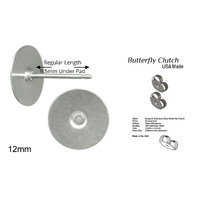 12mm Pad Regular Length USA Surgical Stainless Steel Studs Choose Clutch Style