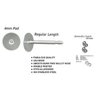 4mm Pad USA Surgical Stainless Steel Studs with Clutch Variations - Standard Length Post Hypoallergenic Surgical Steel 