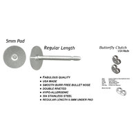 5mm Pad USA Surgical Stainless Steel Studs - Choose Clutch - Standard Length Post - Hypoallergenic Surgical Steel
