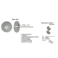 8mm Pad LONGER 11.1 Stud USA Surgical Stainless Steel with Clutch Variations - Longer Post 