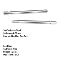 Earring Post - No Pad, Pin Only - USA Stainless Steel Studs with Clutch Variations - 13.8mm Post  