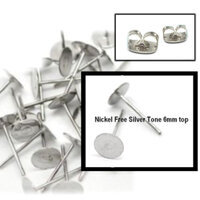 6mm Nickel Free Studs - Shiny Silver
