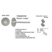 4mm  - Titanium 9.5mm Stud Length - Clutch Options - Hypo-allergenic - Surgical Steel Pad