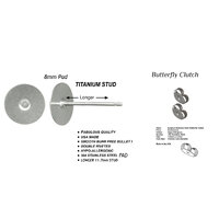 8mm - Titanium 11.1mm Stud Length - Clutch Options - Hypo-allergenic - Surgical Steel Pad