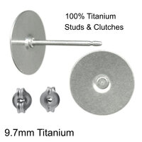 10 x 100% Titanium Earring Studs & Clutch 9.7mm Pad Made in USA Hypoallergenic - AUSTRALIA