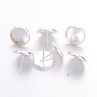 16mm Shiny Silver Bezel Stud & Clutch - Nickel Free