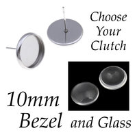 10mm STST Bezel Studs & Glass w/ Clutch Options